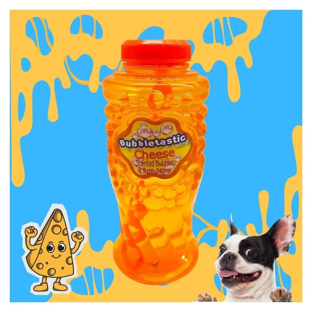 Cheese Scented Bubbles for Dogs! 8 oz Bottle of 100% Non Toxic Dog Bubbles. Tear Free!