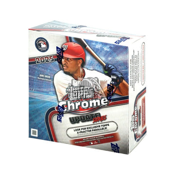 2025 Topps Chrome Update Series Baseball Mega Box (Fanatics Exclusive) Trading Card Box (2 Base Card Raywave Parallels Per Box)