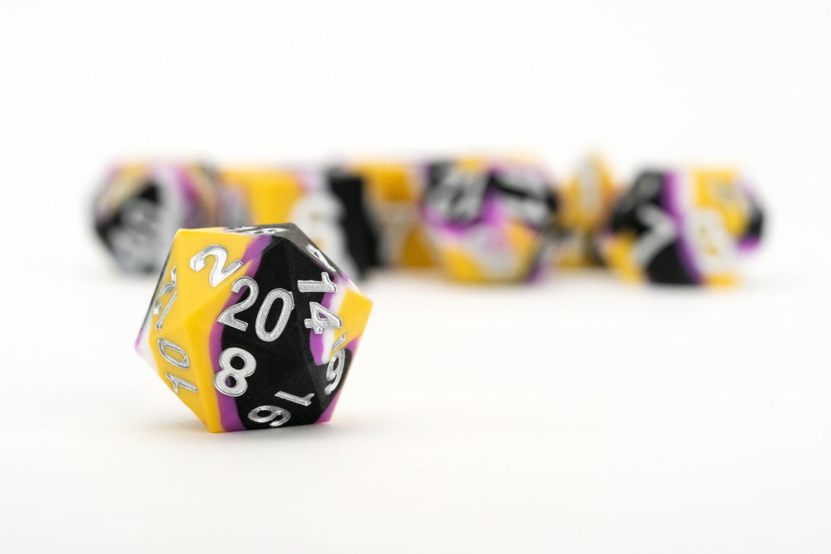 FanRoll 16mm Pride Sharp Edge Silicone Rubber Poly Dice Set: Nonbinary