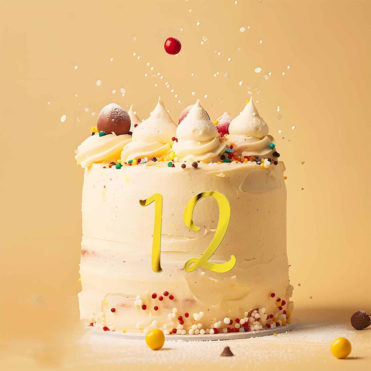 Acrylic Cake Numbers Topper, 0-9 Numbers Happy Birthday Cake Topper Gold Acrylic Wedding Party Cupcake Toppers for Birthday Party Wedding Anniversary