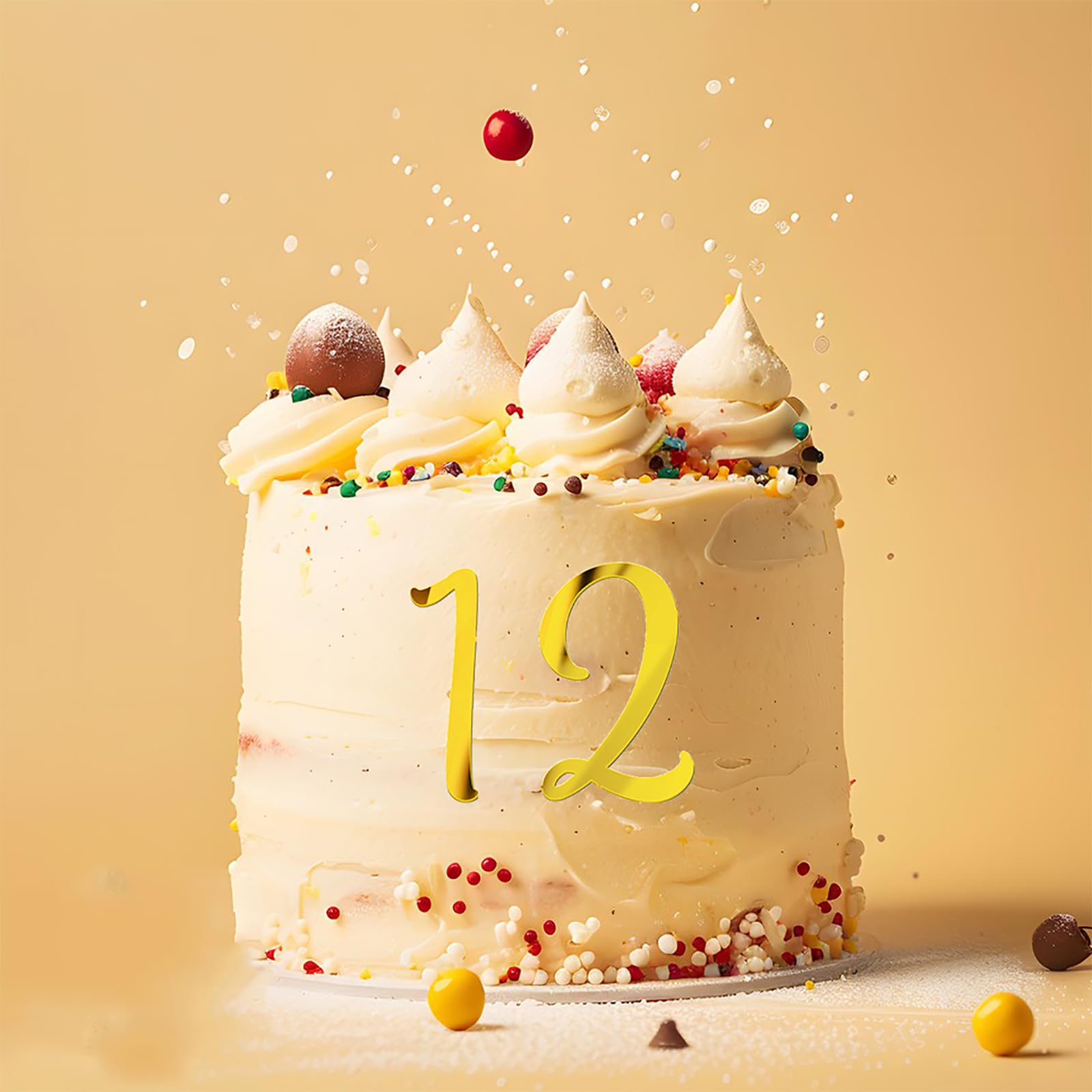 Acrylic Cake Numbers Topper, 0-9 Numbers Happy Birthday Cake Topper Gold Acrylic Wedding Party Cupcake Toppers for Birthday Party Wedding Anniversary
