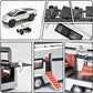 Cyber Style Truck Alloy Diecast Toys with Metal Trailer and Motorcycle Pull Back Pickup Model with Sound and Light Effect Race Car for Kid Adult Age