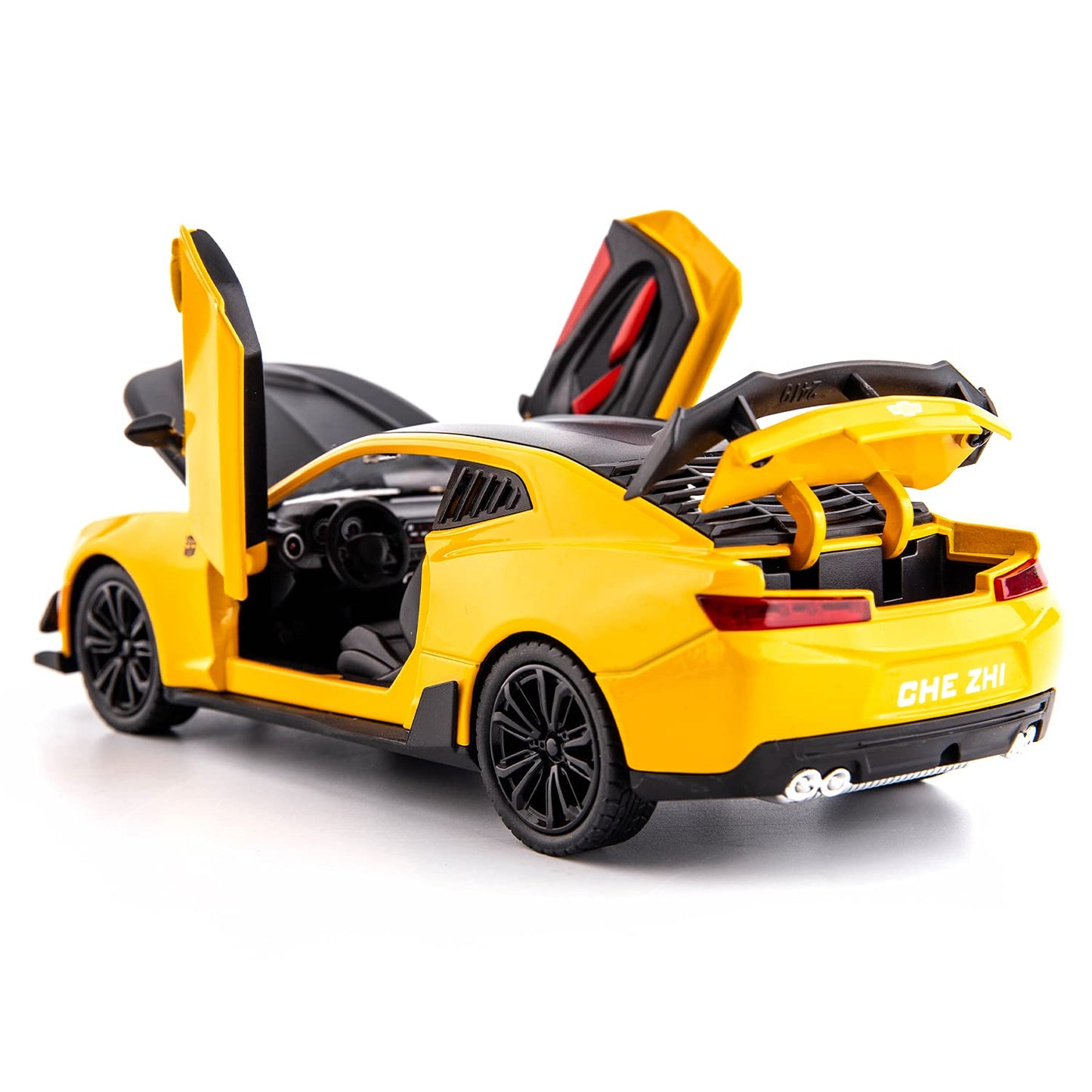 BDTCTK 1/24 Bumblebee Car Model Toy Zinc Alloy Casting Pull Back Car Sound and Light Toys for Kids Boy Girl Gift (Yellow)