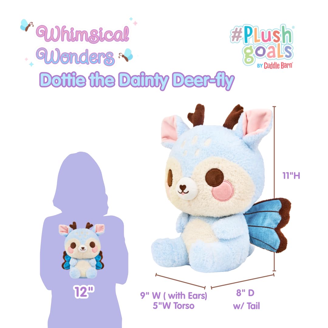 Plush Deer- Dottie the Dainty Deer-Fly by PlushGoals | Blue Fawn with Butterfly Wings | Spring, Easter, Fairycore Gift for Kids, Women & Toy