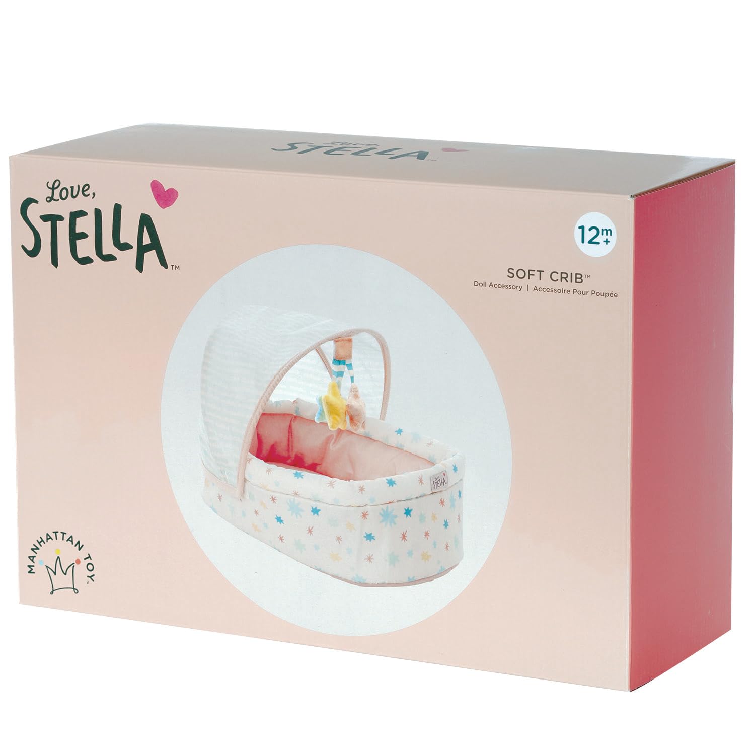 Love, Stella Baby Doll Soft Crib with Removable Canopy and Mobile by Manhattan Toy