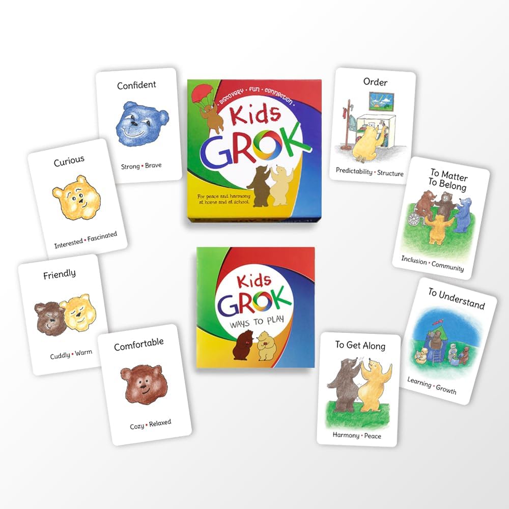 GROK Kids Conversation Cards for Ages 3-10 | Children Play to Learn, Build Confidence, and Express Emotions | Learning Aid for Parents