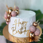 Happy Birthday Cake Topper, Gold Mirror Acrylic Happy Birthday Cake Sign Decorations