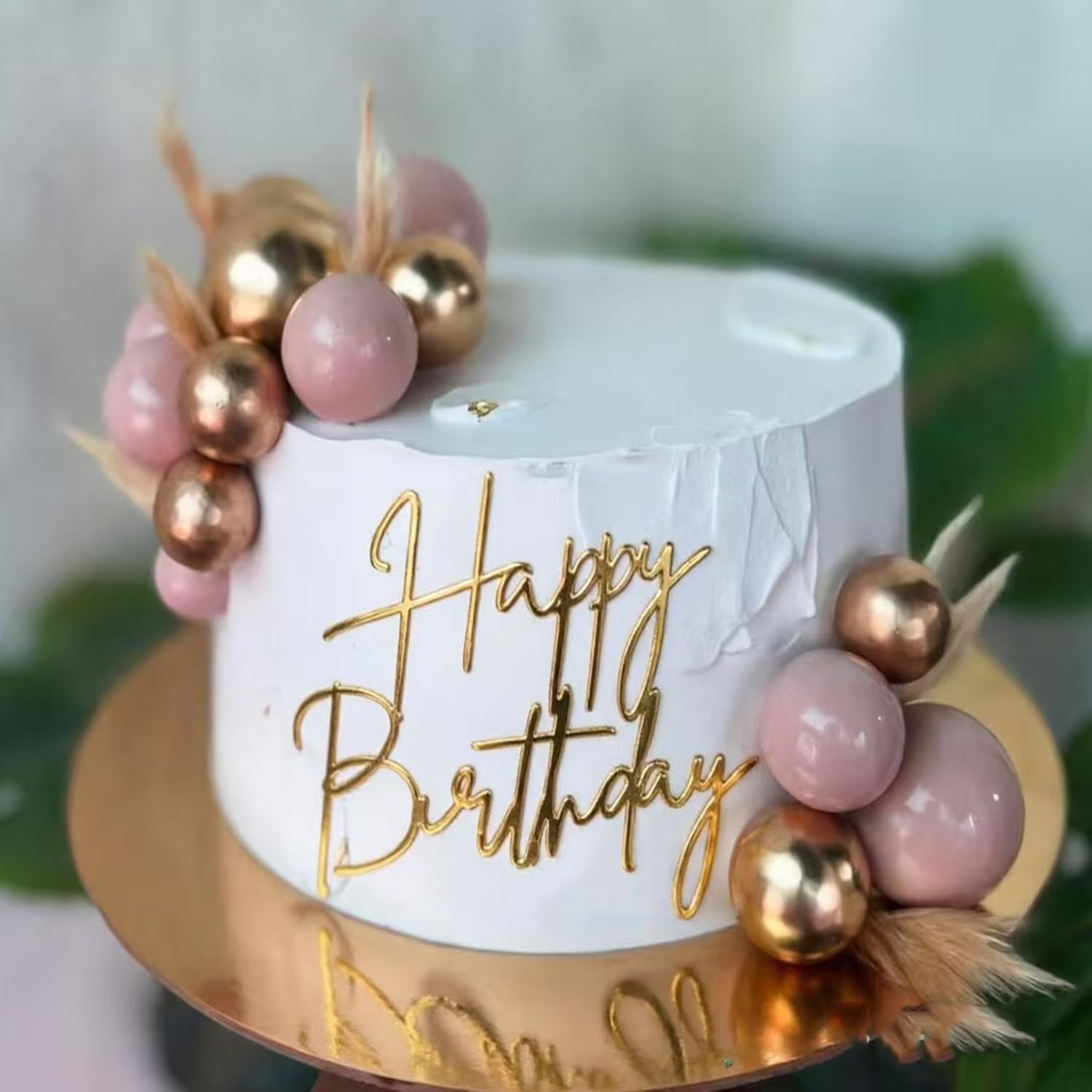 Happy Birthday Cake Topper, Gold Mirror Acrylic Happy Birthday Cake Sign Decorations