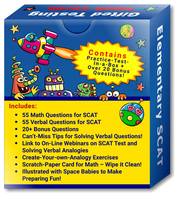TestingMom.com SCAT Test Prep Flash Cards (School and College Ability Test) - Elementary Level Grades 2 - 3 - Complete SCAT Test for Students Applying