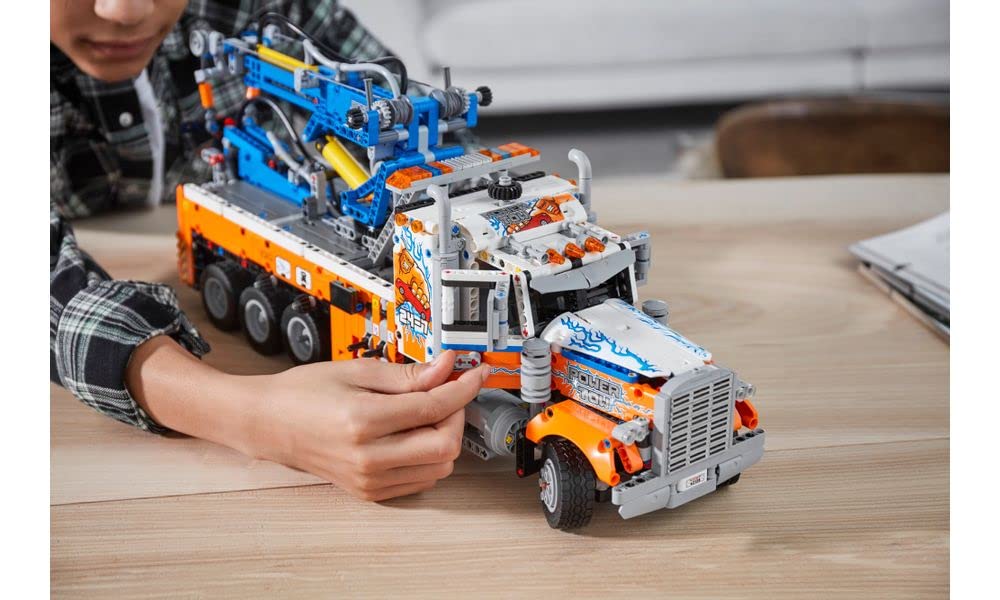 LEGO Technic Heavy-Duty Tow Truck 42128 with Crane Toy Model Building Set, Engineering for Kids Series