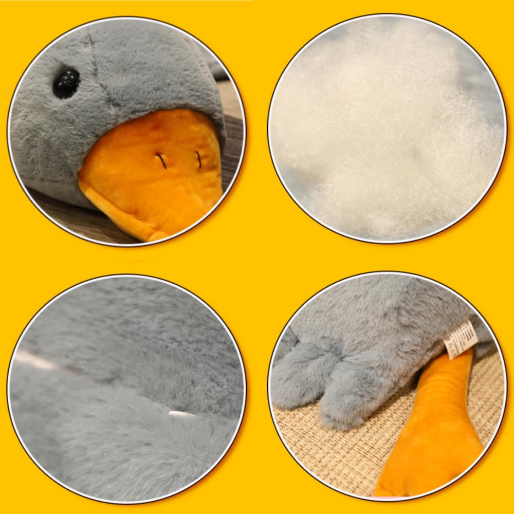 OPHRBU Goose Plush Toy Pillow, Soft and Fluffy swan Stuffed Animal Pillow, Gift for Kids and Friends. 1piece (Grey 19.8 inches)