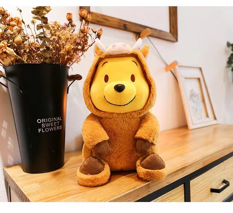 Dremung Bear Stuffed Animal 35cm, 14'' Kawaii Cartoon Bear Doll Plush Toy Brown & Yellow