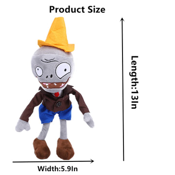 12" 1 PCS PVZ Plant and Zombies Plush Brown Coat Toys Stuffed Soft Doll Roadblock Conehead Zombie New