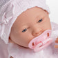 JC Toys Realisic Reborn Baby Doll 15" - Anatomically Correct Real Girl Doll, Soft Vinyl, Pink Knit Outfit & Accessories, Made in Spain, La Newborn