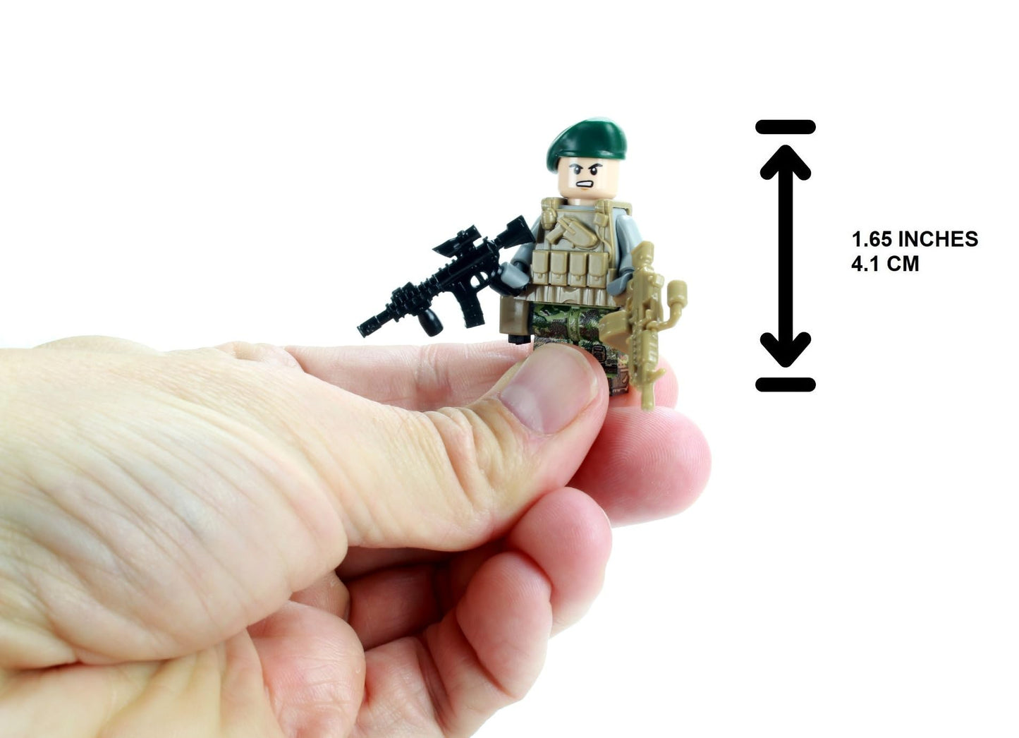 Battle Brick 1.6 Inches Tall Green Beret SF ODA Team Member Custom Minifigure | Military Minifig | Camo Printed in USA | Great Gift for Ages 10+