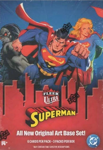 2026 Upper Deck Fleer Ultra Superman Factory Sealed Blaster Box with Chance for Blaster Exclusive Ultra Stars Green Parallels and Other Inserts
