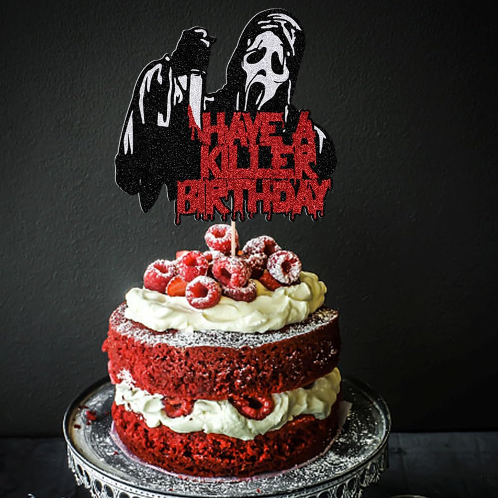 PALASASA Have a Killer Cake Topper,Halloween Bloody Theme cake Decorations