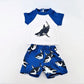 American Fashion World Shark Rash Guard and Swim Trunks Bathing Suit for 18-Inch Dolls | Accessories Included | Dolls Clothes | Outfit Fashions for