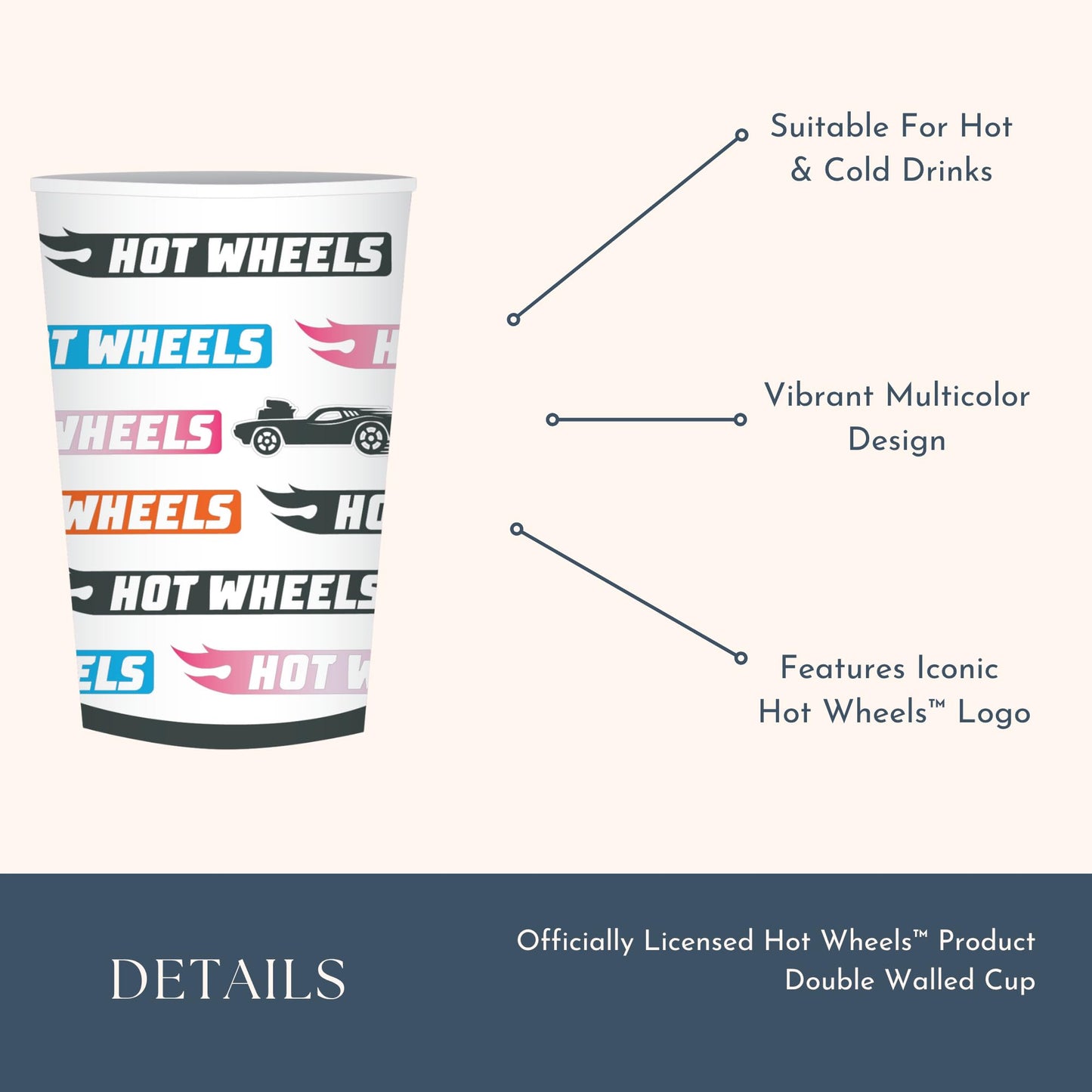 Bonjour Fete Hot Wheels™ Paper Party Cups | Disposable Cups for Birthday Parties, Kids' Celebrations, and Car-Themed Events | Premium Party Supplies