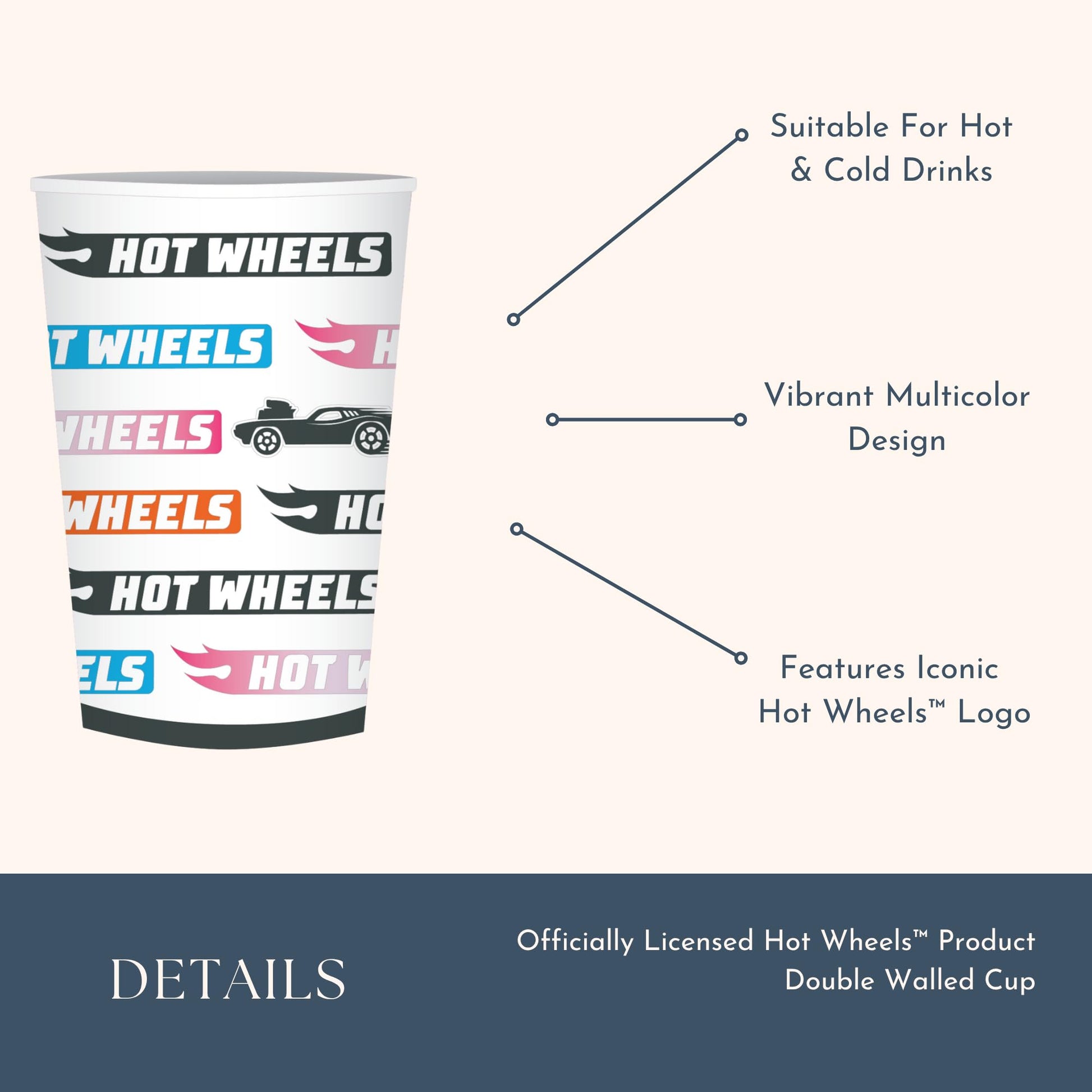 Bonjour Fete Hot Wheels™ Paper Party Cups | Disposable Cups for Birthday Parties, Kids' Celebrations, and Car-Themed Events | Premium Party Supplies