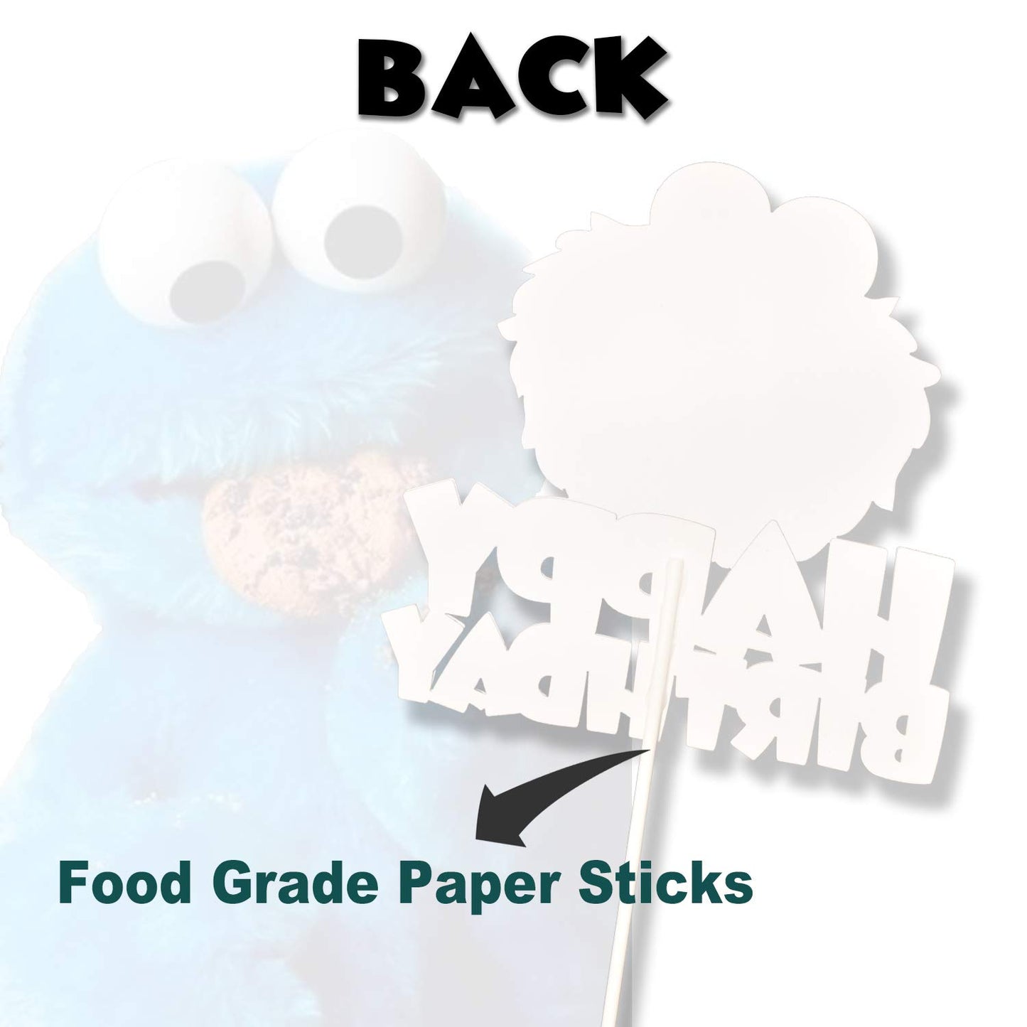 Cookie Monster Happy Birthday Cake Topper - Blue Glitter Happy Birthday - Birthday Party Cartoon Decorations Supplies - Cake Decoration for Girls or