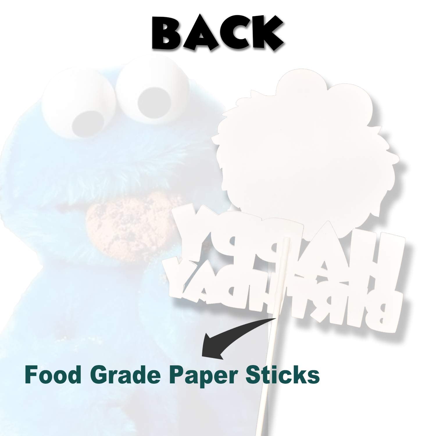 Cookie Monster Happy Birthday Cake Topper - Blue Glitter Happy Birthday - Birthday Party Cartoon Decorations Supplies - Cake Decoration for Girls or