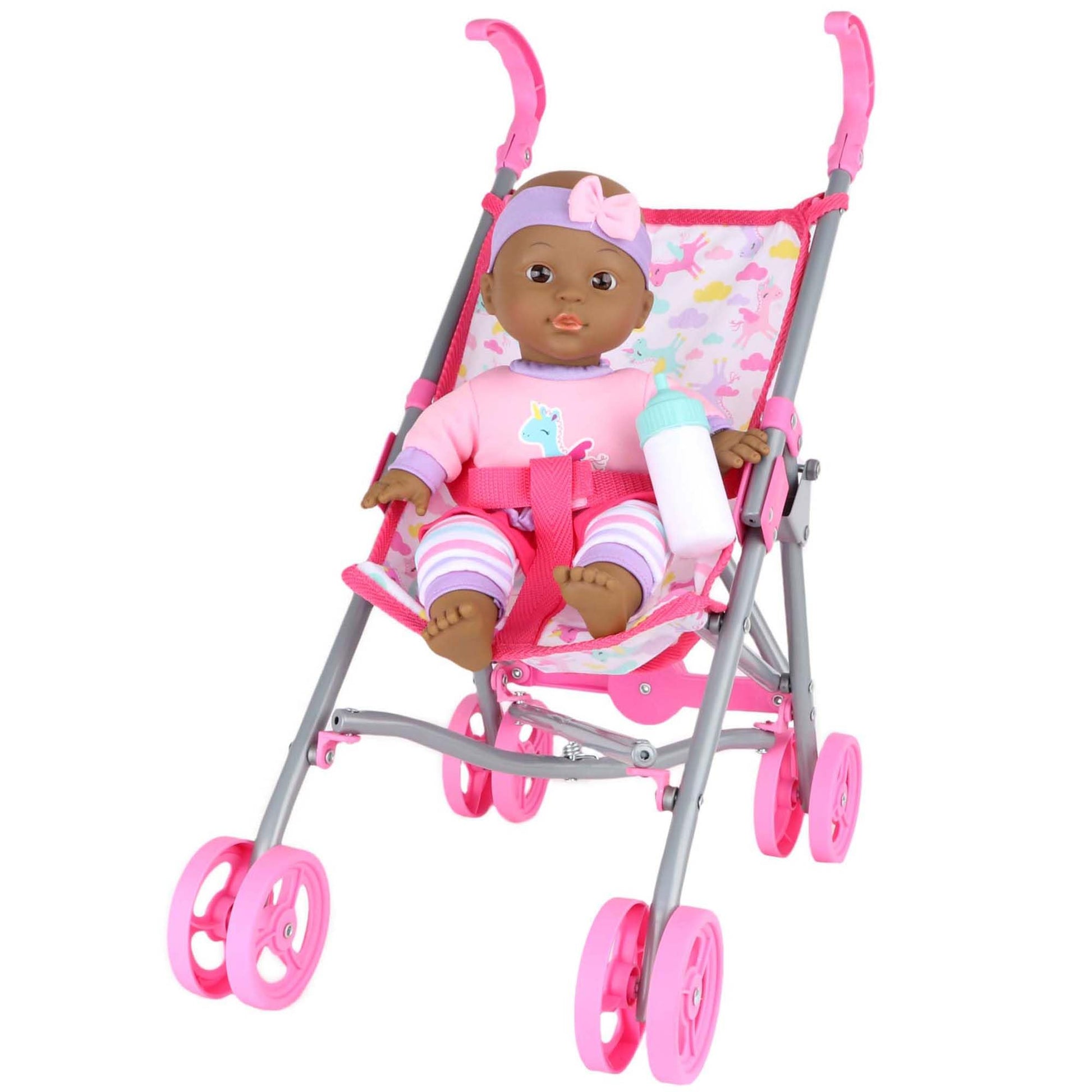 Gigo Dream Collection 12" Baby Doll Care Gift Set with Stroller - African American in Gift Box