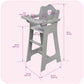 Badger Basket Executive Doll High Chair - Wooden Toy Chair with Liftable Tray, Fabric Seat Trim, and Realistic Design - Fits 18 Inch Dolls and More
