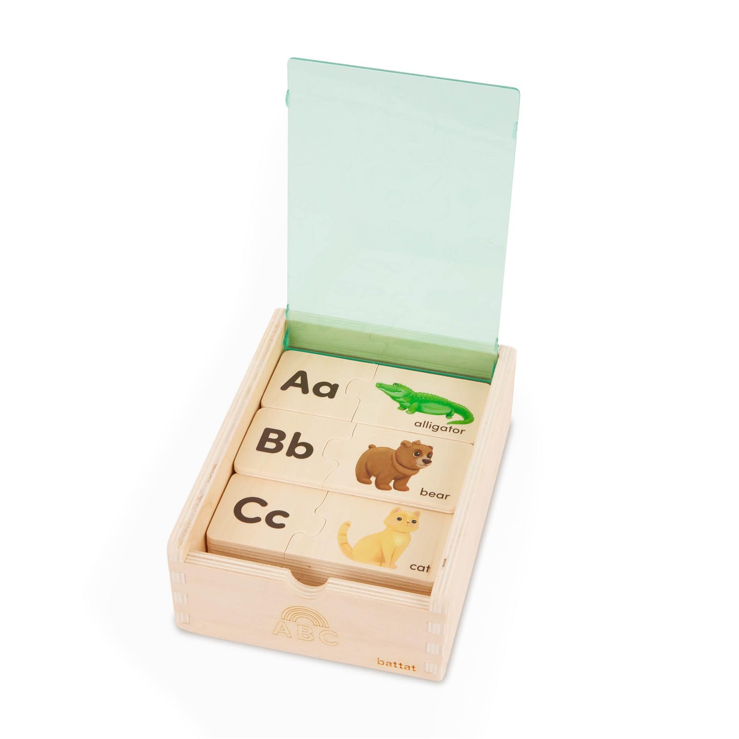Battat One-Match Alphabet Puzzle, Self-Correcting Wooden ABC Box, Alphabets