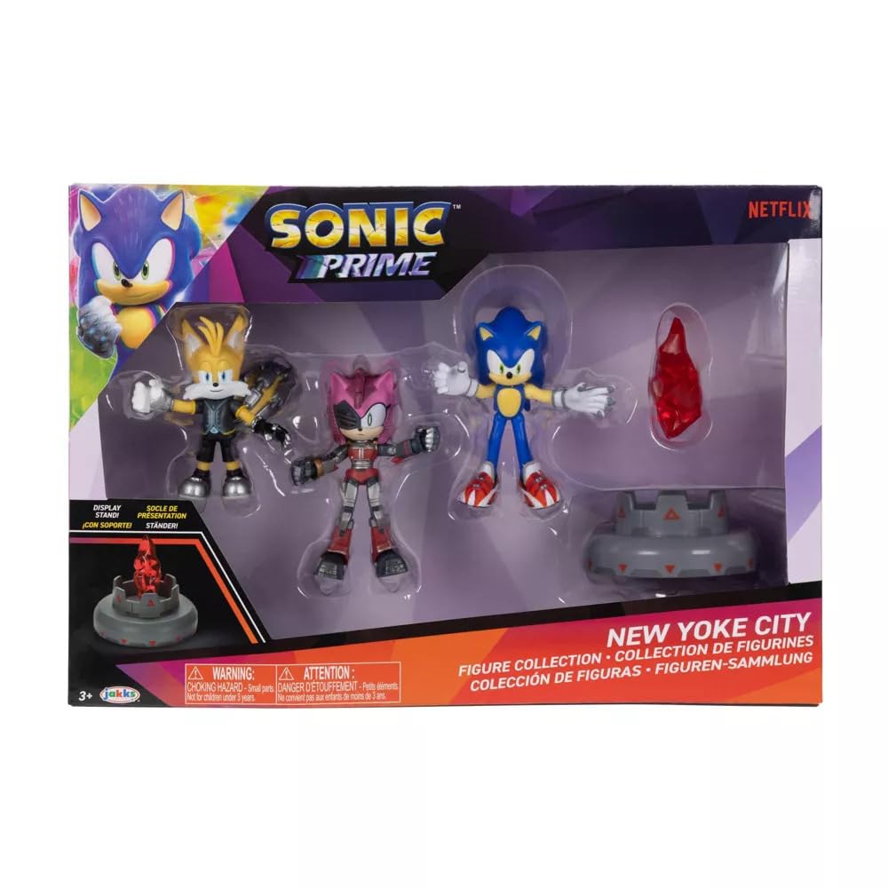 JAKKS Pacific Sonic Prime 2.5" Figure Multipack with Sonic, Tails Nine & The Prism Shard with Display Base!