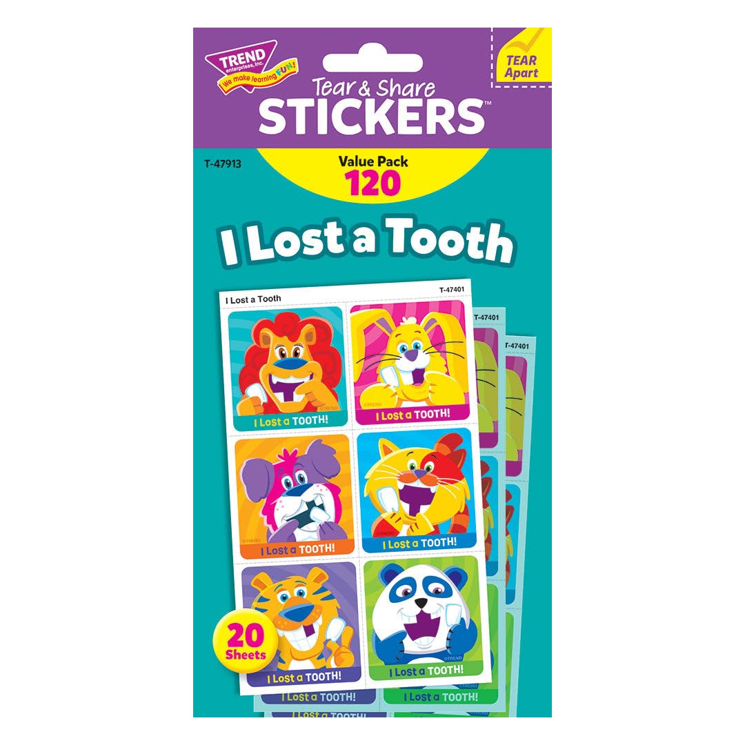 I Lost A Tooth Tear & Share Stickers® Value Pack, 120 Seals/Pack - Spread Sticker Joy!