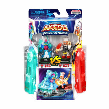 Legends of Akedo Powerstorm Versus Pack 2 Mini Battling Action Figures and 2 Battle Controllers Epic Briny Versus Bun Burner, Multicolor (15170)