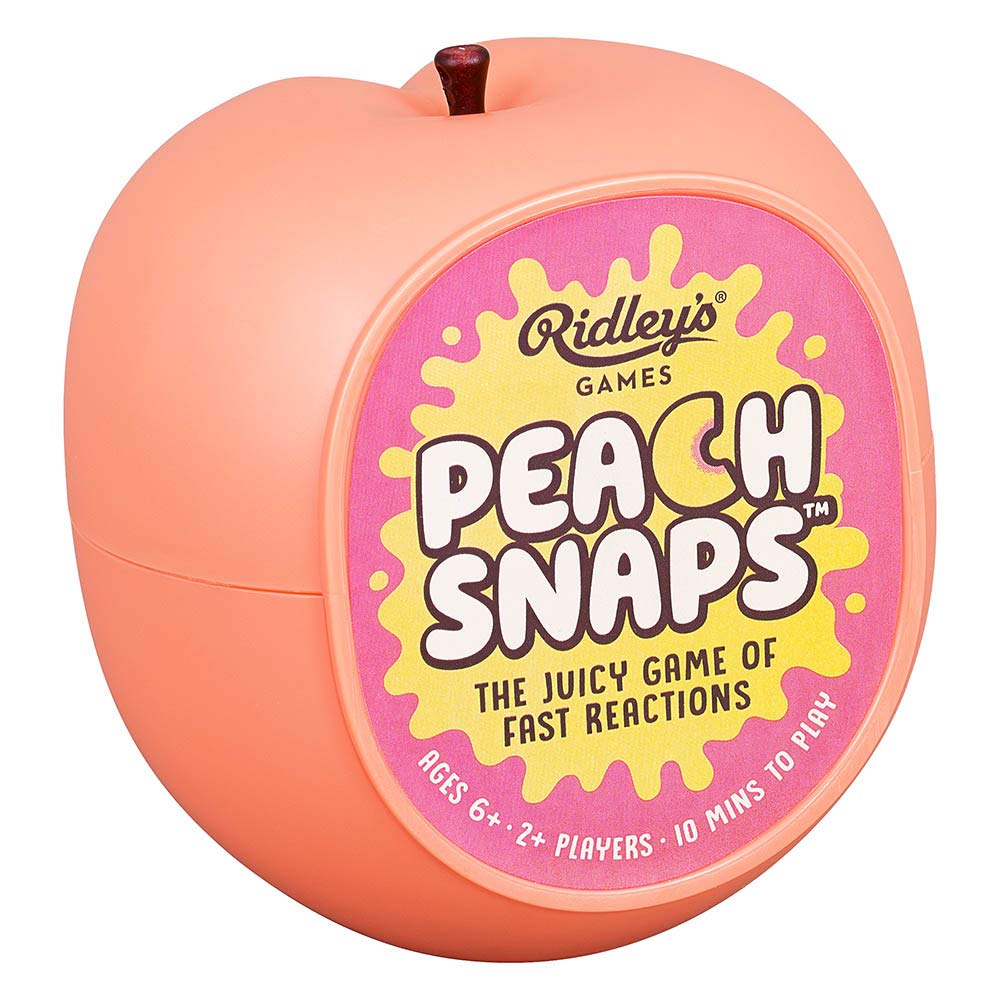 Ridley's Peach Snaps! Fun Card Game for Families, Action-Packed, Fast-Paced Game for 2+ Players, Includes Game Cards and Unique Peach-Shaped Storage