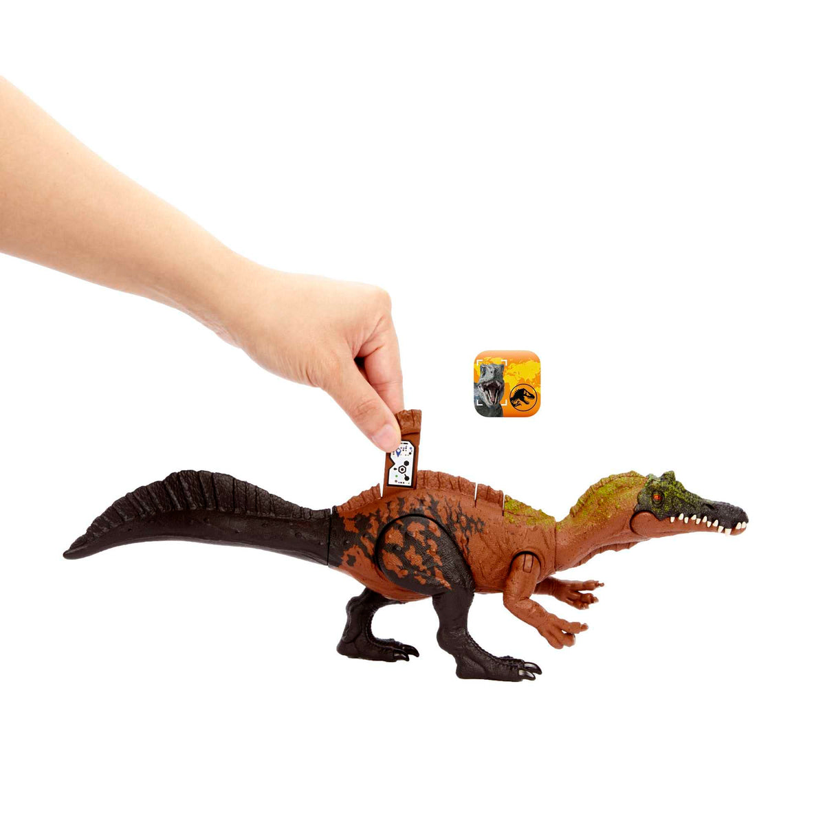 Mattel Jurassic World Wild Roar Dinosaur Toy with Sound & Attack Move, Irritator Posable Action Figure Includes Digital Play, 11 inches Long