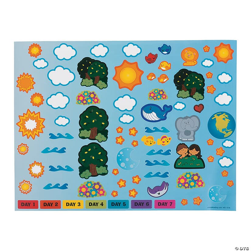 Fun Express 11" x 8 1/2" Religious 7 Days of Creation Fold-Up Sticker Scenes VBS 2026-12 Sets