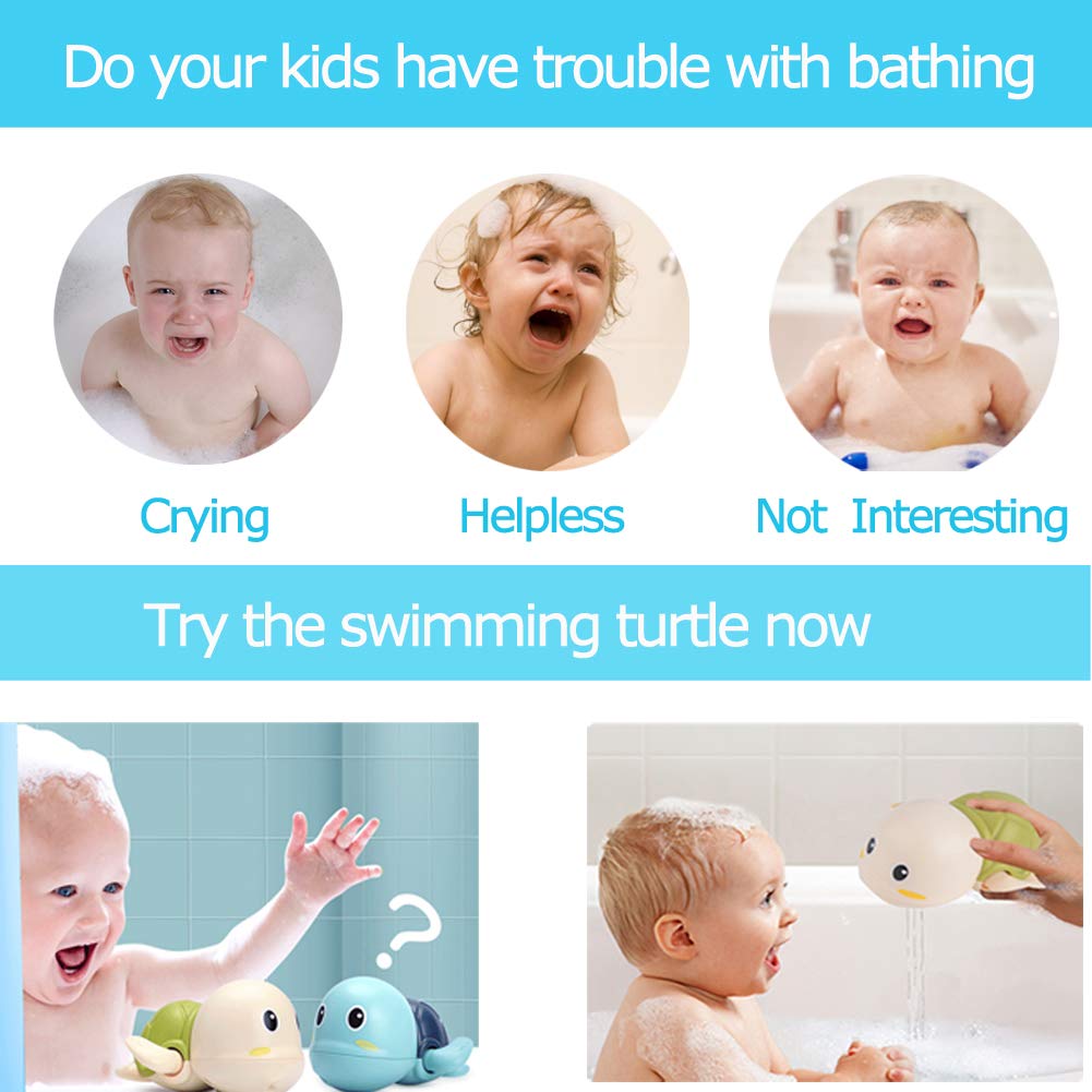 Baby Bath Toys-Wind up Turtle Bathtub Toys,Toy for Babies 6-12 Months Floating Swimming Turtles for Boys Girls,Baby Shower Bathtime Fun Pool Toys