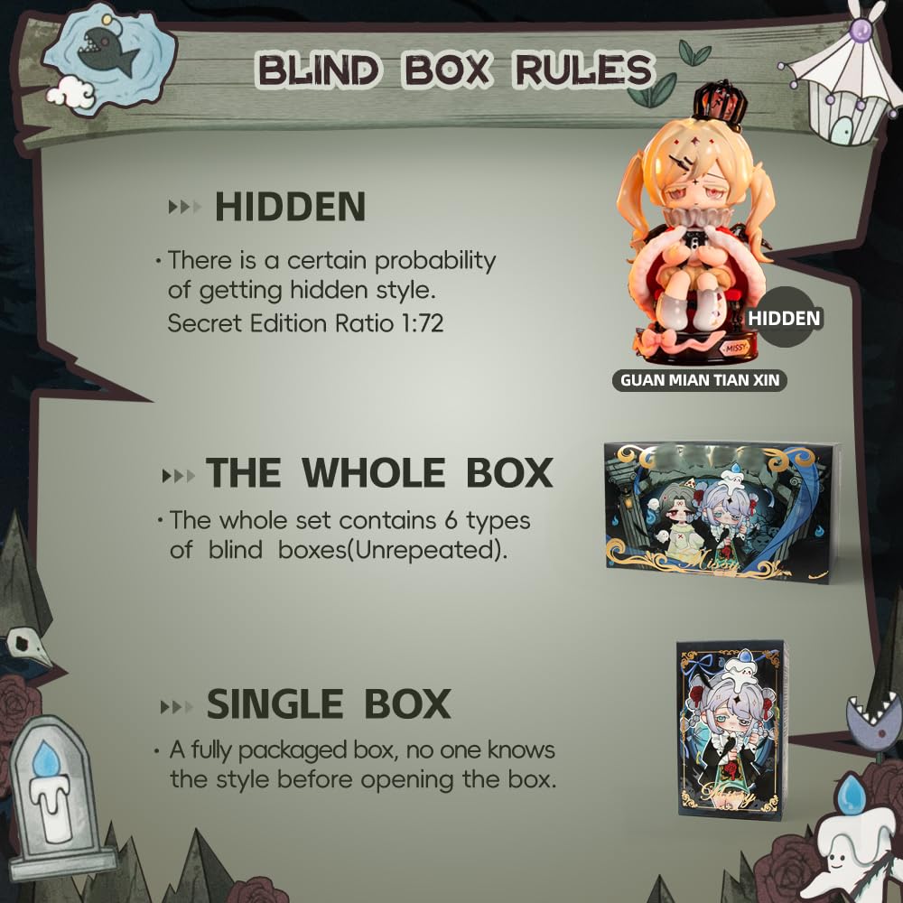 XiDonDon Crow Paradise Series Blind Box Random Design Action Figures Collectible Doll Toys Home Decorations, Holiday Birthday Gifts (Single Box)