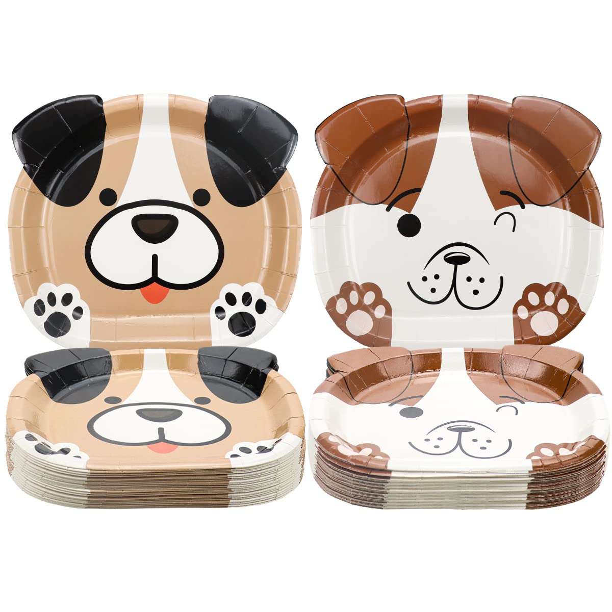 QUERICKY Dog Shaped Dinner Plates, Dog Birthday Party Disposable Plates, Dog Themed Party Tableware for Birthday, Party, Baby Shower, Puppy Theme