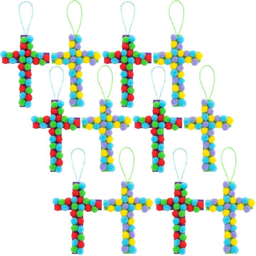 Fun Express Pom-Pom Cross Ornament Craft Kit - Makes 12