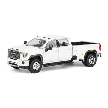 Greenlight 1/64 2022 GMC Sierra 3500HD Denali Dually Pickup Truck, White Frost 51678-B