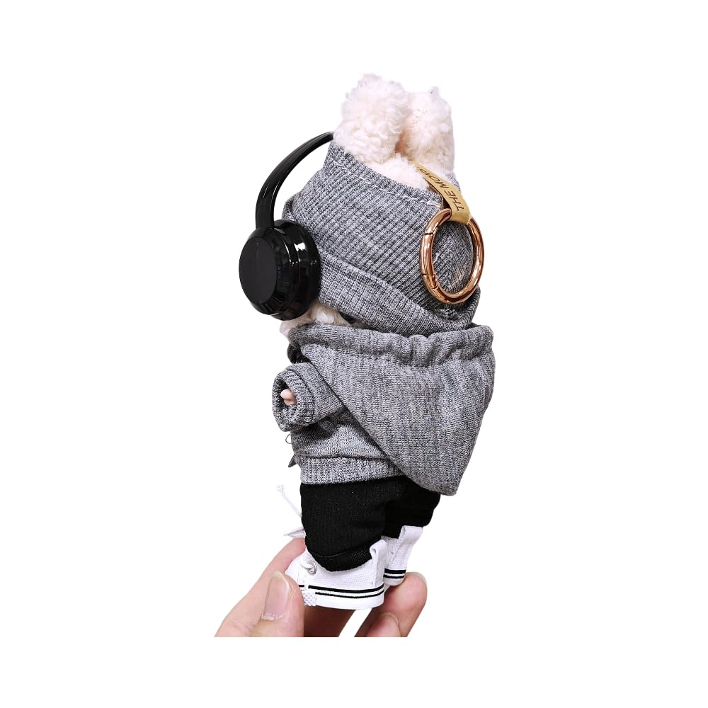 7pcs Outfit for Labubu 17cm Doll Cloth Set LBB Clothing and Accessories Hoodie Pants Shoes Hat Glasses Camera Headphone (No Doll)