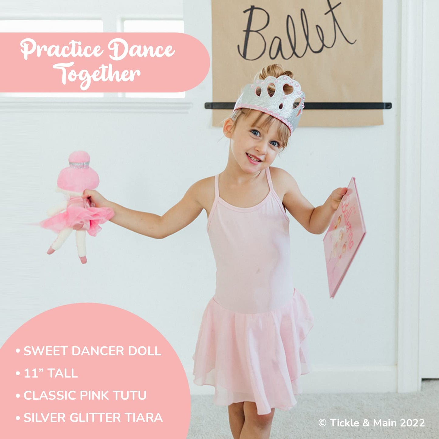 Tickle & Main Ballerina Princess Gift Set, Ballerina Doll, Dance Recital Gifts for Girls - First Dance Recital Dancer Doll
