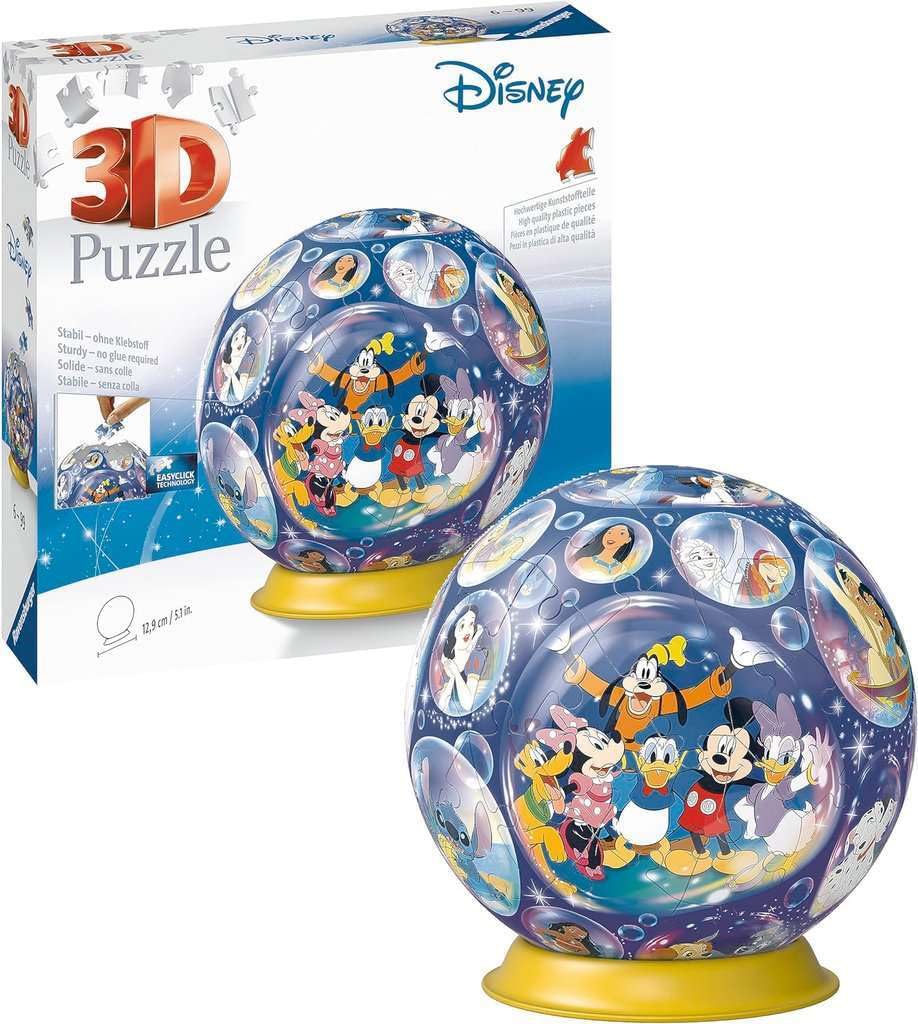 Ravensburger 3D Puzzle Ball Disney Characters 72 Pieces Puzzle Ball for Disney Fans from 6 Years