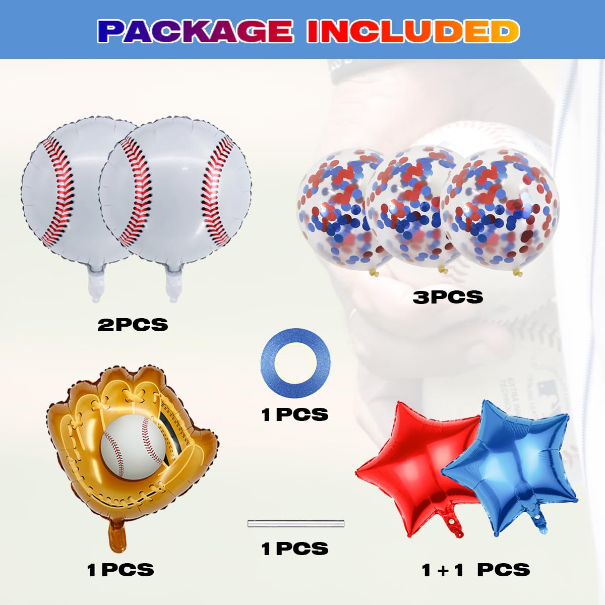 Baseball Party Balloons, Baseball Foil Mylar Balloons for Baby Shower Party Decor Baseball Glove Jumbo Balloons Baseball Bat Balloons for Birthday