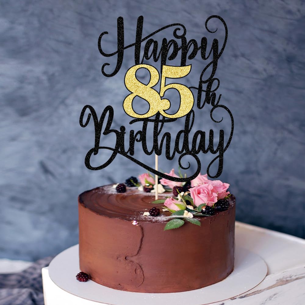 Ruscalin Happy 85th Birthday Cake Topper,85 Birthday Party Cake Decorations