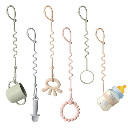 Andy Bear Toy Straps for Baby 6 Pack Keep Your Baby's Toys and Sippy Cups Secure with Toy Straps and Sippy Cup Strap Adjustable Silicone Toy Straps
