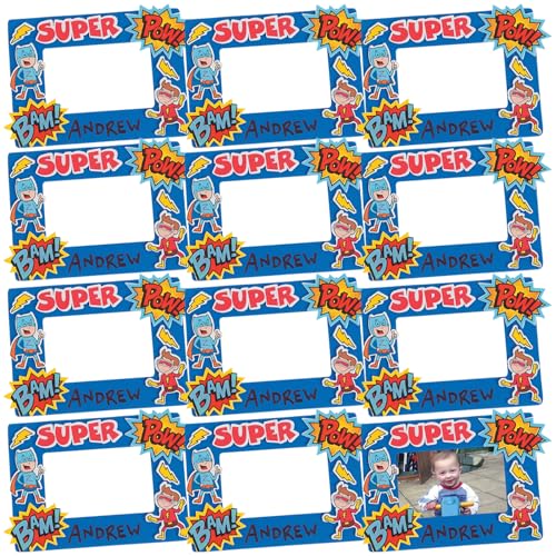 Fun Express Superhero Picture Frame Craft Kits - Makes 12, Each is 5 x 7 Photo Frame - DIY Crafts for Kids, Party and Home Activities - VBS Vacation