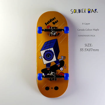 SOLDIER BAR Fingerboards Complete Colour Maple Handmade Wooden Fingerboards (Update Slivery King Trucks, Handmade Blue Wheels) Magic Cube
