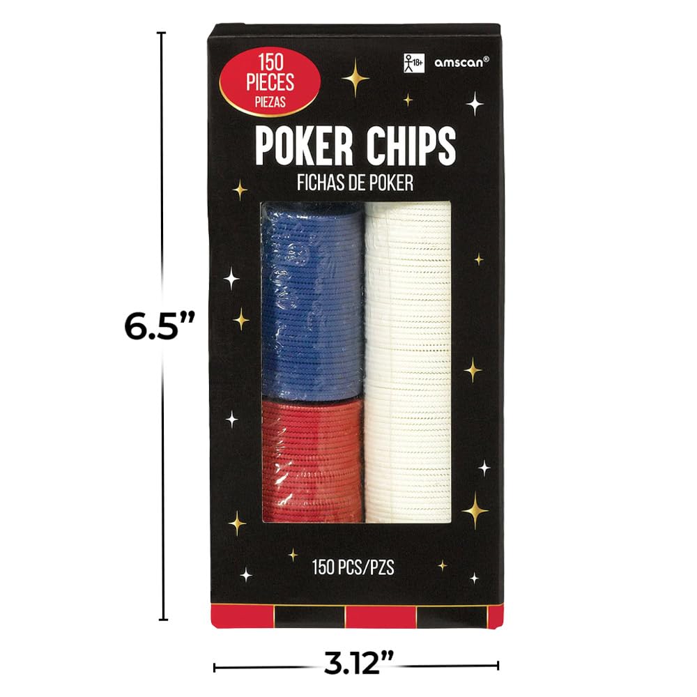 Sleek Poker Chip Set - 6.5" x 3.12" (Pack of 150) - Vibrant Colors & Durable Design - Perfect for Home Games & Parties