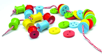Kids Stuff The Original Toy Company Solid Hardwood Threading Buttons & Spools